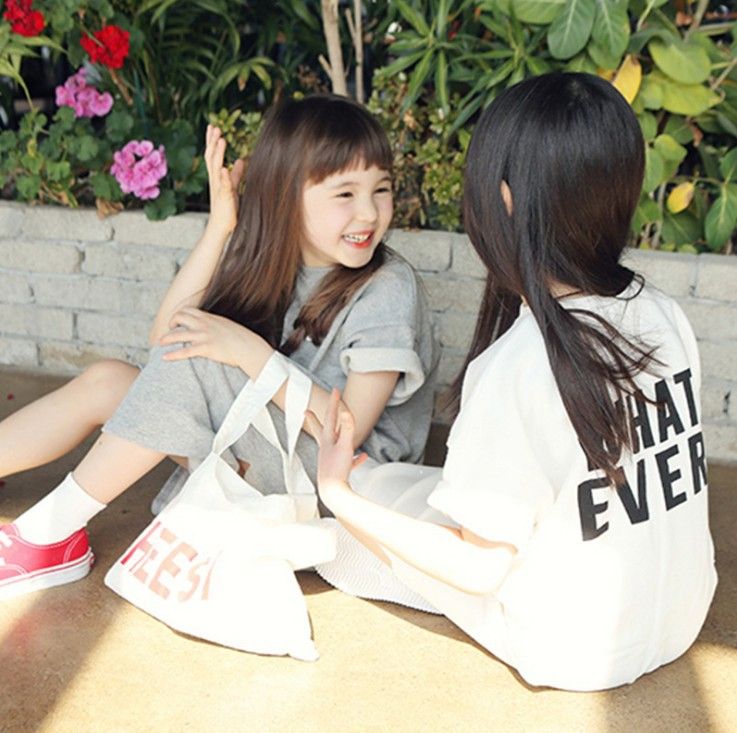 Girls dress summer mother and daughter parent-child wear casual sports print short sleeve children's dress