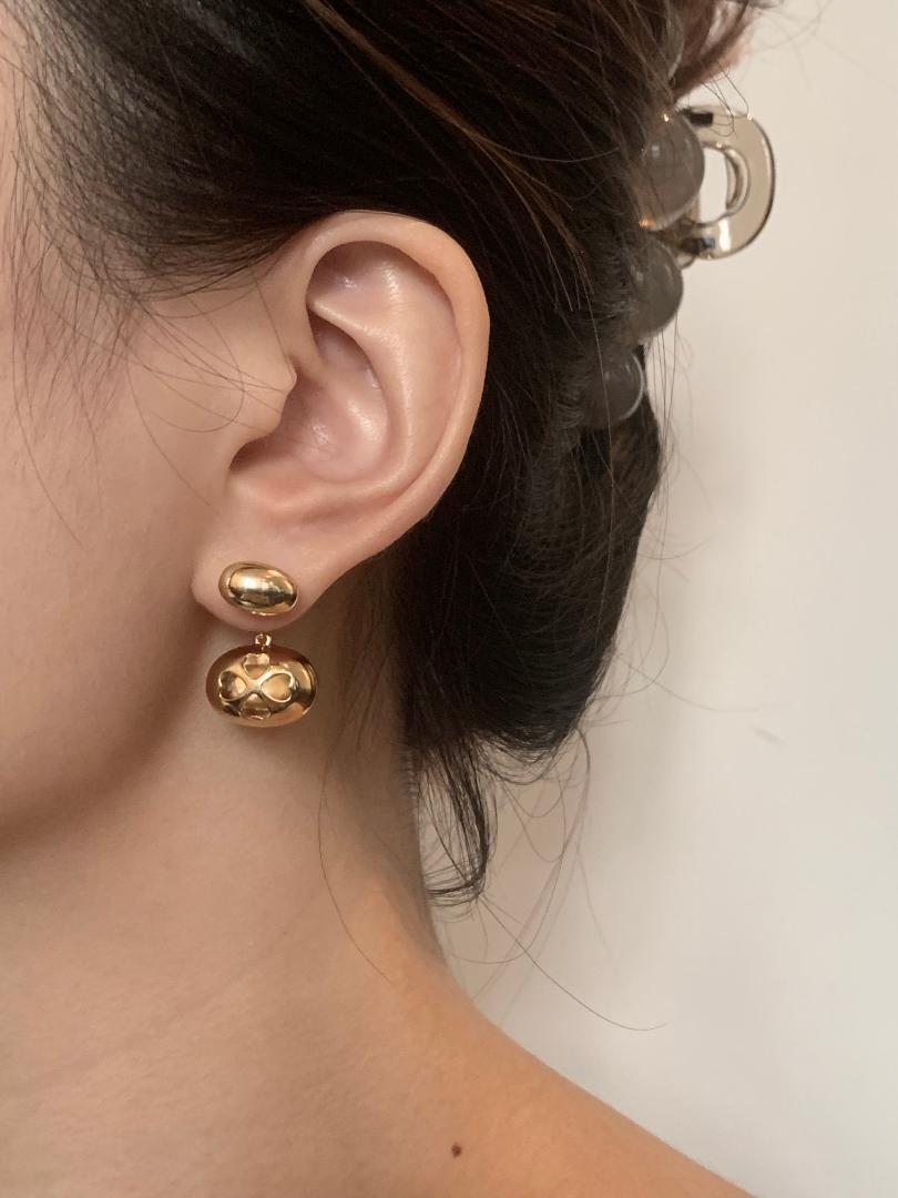 【Ancora Red Series】 Retro metallic feeling！Unique Design Double Side Wearable Fashion Girl Women Stylish Stud Earrings