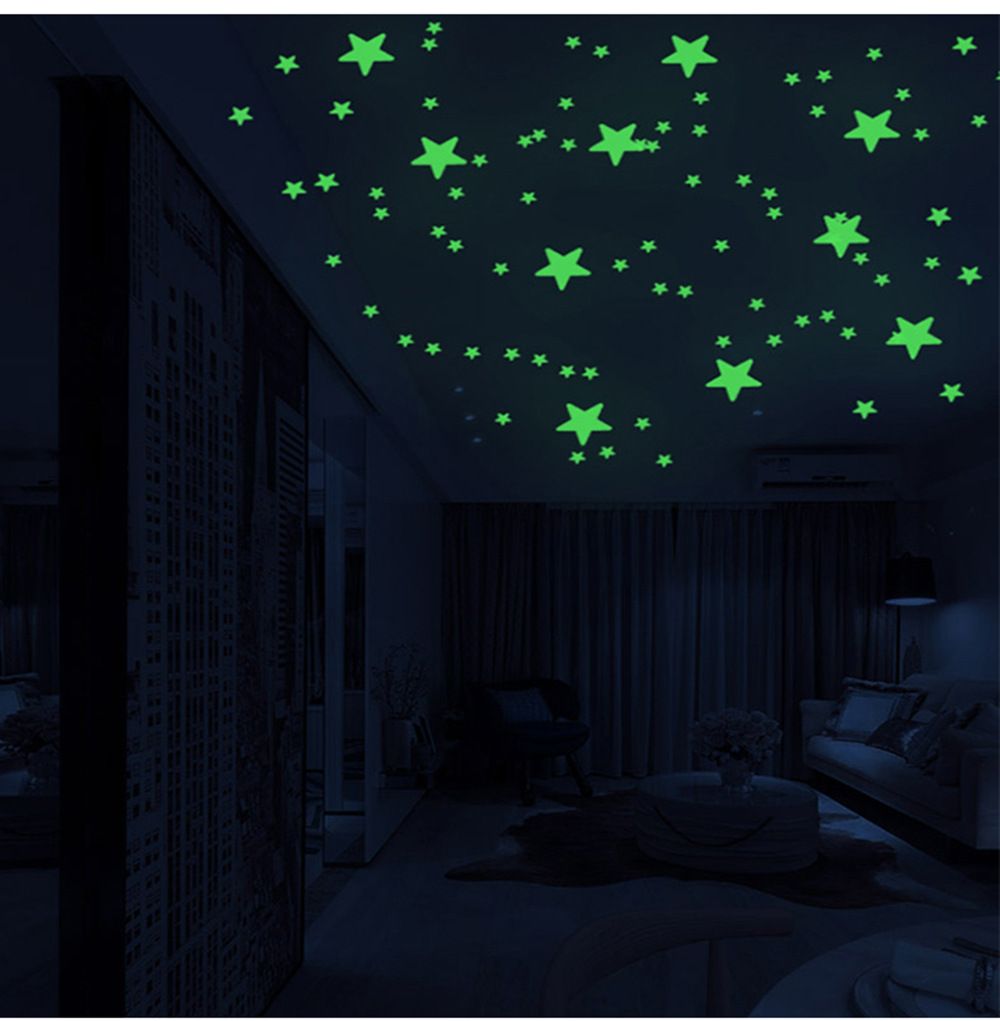 Glow in The Dark Stars Stickers for Ceiling, Adhesive 50pcs 3D Glowing Stars and Moon for Kids Bedroom,Luminous Stars Stickers Create a Realistic Starry Sky,Room Decor,Wall Stickers