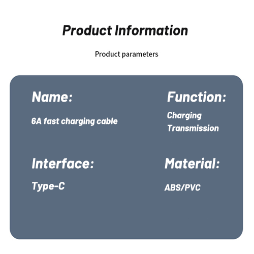1 Pc Type-C single head data cable 6A flash charging cable suitable for Android phone fast charging cable
