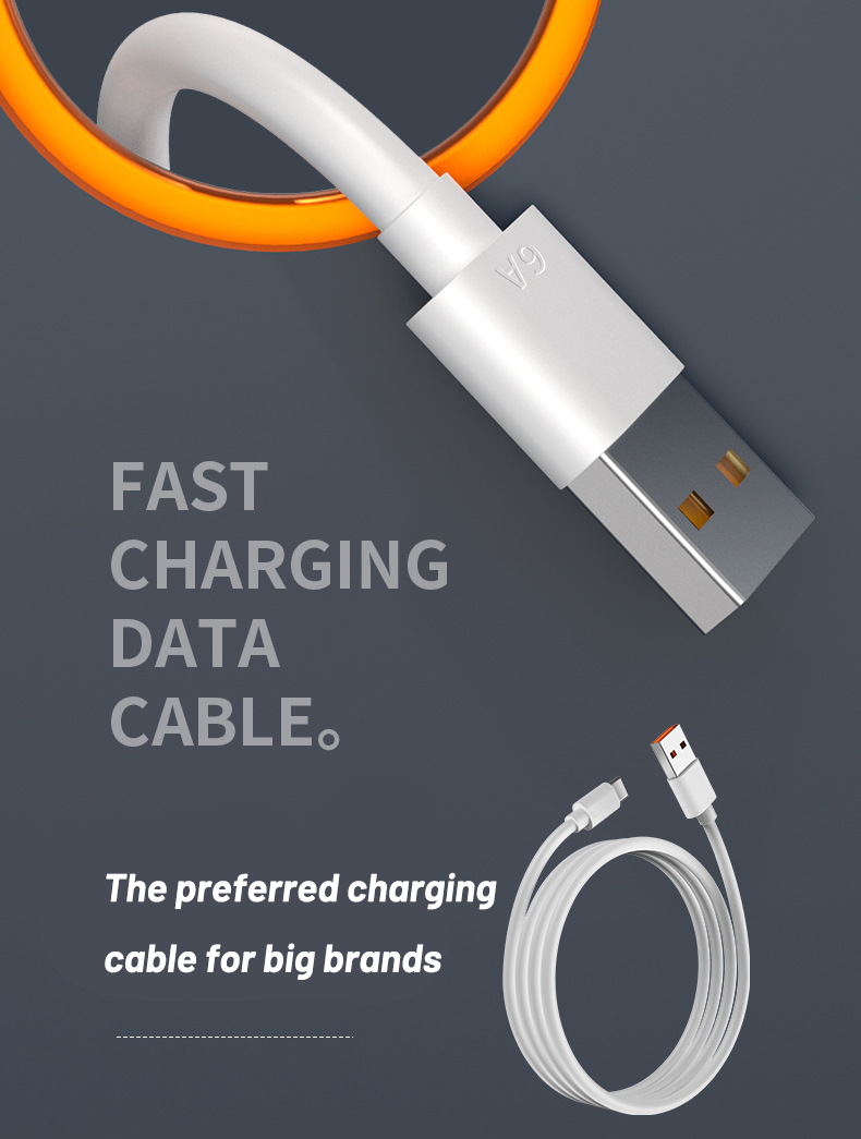 1 Pc Type-C single head data cable 6A flash charging cable suitable for Android phone fast charging cable