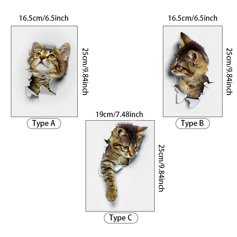 1PC 3D stereoscopic effect wall sticker, refrigerator sticker, living room, bedroom, children's room decoration sticker, wallpaper, toilet sticker