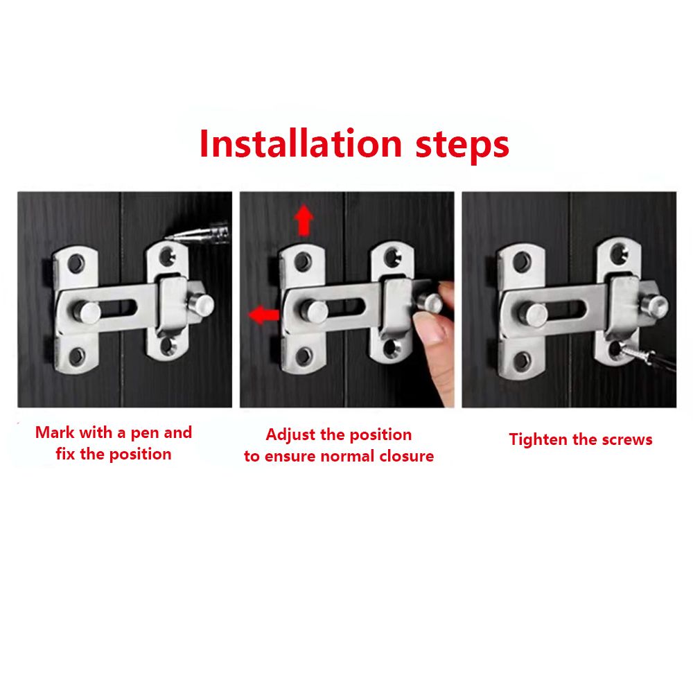 Stainless steel lock buckle, lock plate, padlock buckle, 90 degree right angle anti-theft folding door buckle, drawer cabinet door lock, thickened lock buckle