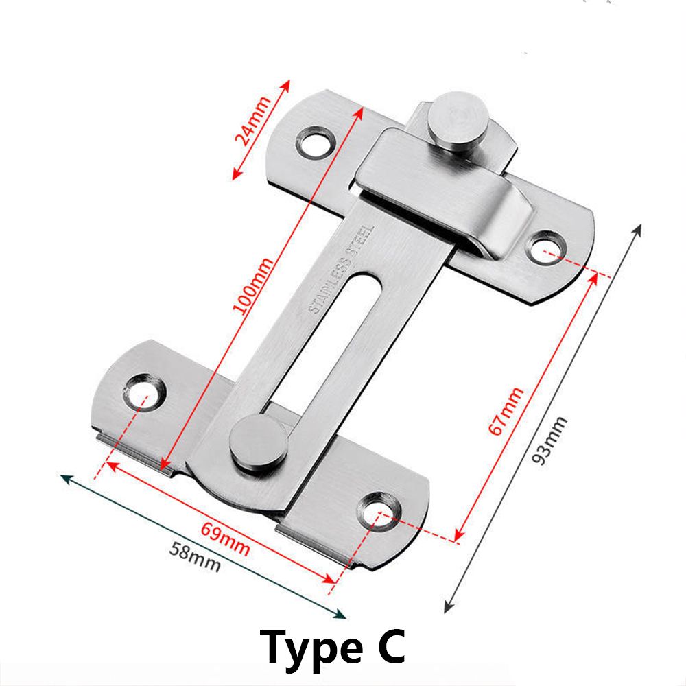 Stainless steel lock buckle, lock plate, padlock buckle, 90 degree right angle anti-theft folding door buckle, drawer cabinet door lock, thickened lock buckle