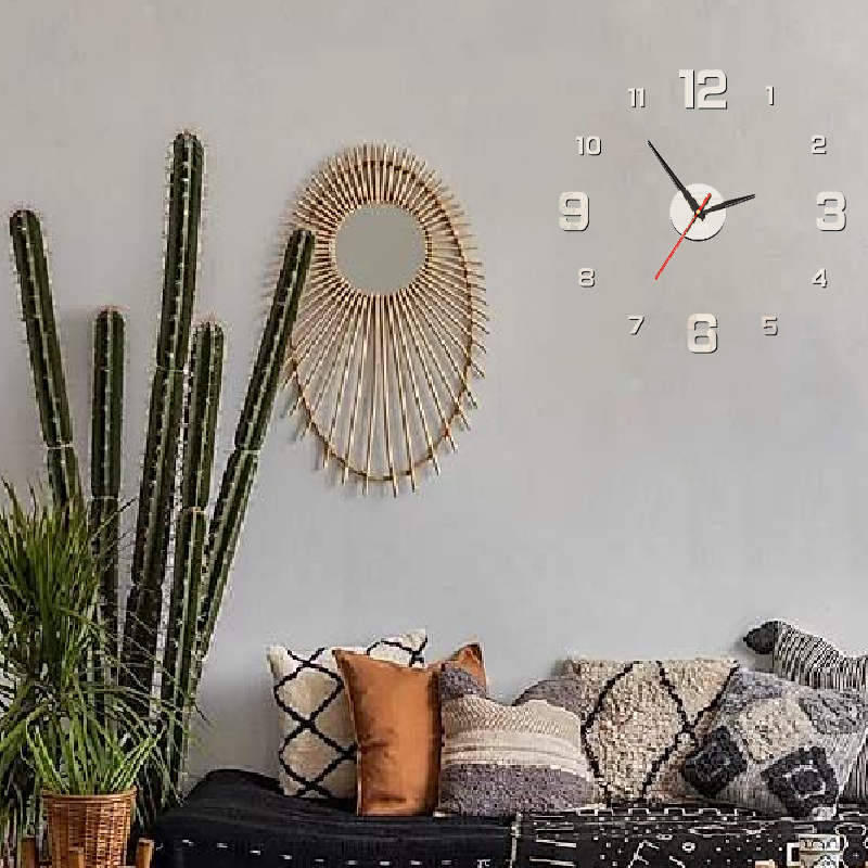 1 PC 3D DIY Wall Clock Acrylic Mirror Stickers Wall Clocks For Home Decoration Living Room Quartz Needle Hanging Watch Europe Horloge ,Home Decor ,Room Decor