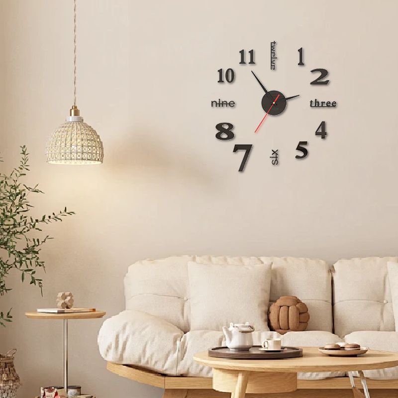 1 PC 3D DIY Wall Clock Acrylic Mirror Stickers Wall Clocks For Home Decoration Living Room Quartz Needle Hanging Watch Europe Horloge ,Home Decor ,Room Decor
