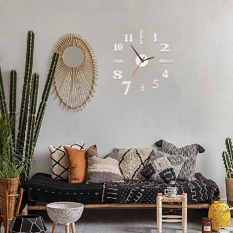 1 PC 3D DIY Wall Clock Acrylic Mirror Stickers Wall Clocks For Home Decoration Living Room Quartz Needle Hanging Watch Europe Horloge ,Home Decor ,Room Decor