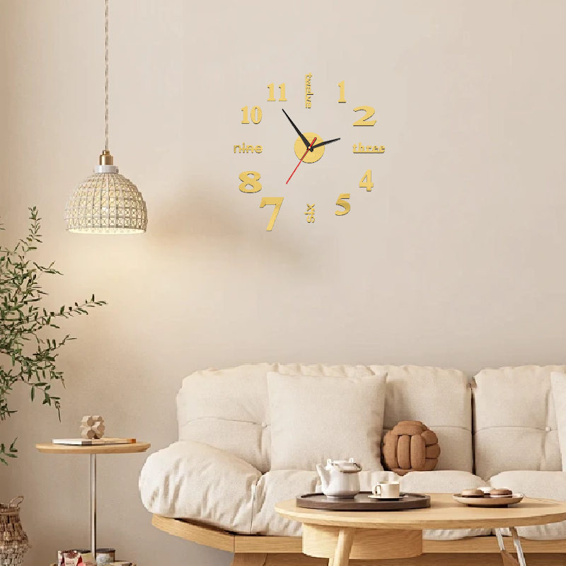 1 PC 3D DIY Wall Clock Acrylic Mirror Stickers Wall Clocks For Home Decoration Living Room Quartz Needle Hanging Watch Europe Horloge ,Home Decor ,Room Decor