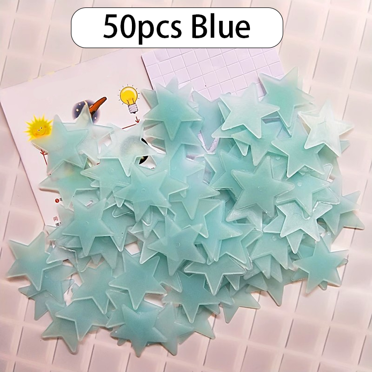 Glow in The Dark Stars Stickers for Ceiling, Adhesive 50pcs 3D Glowing Stars and Moon for Kids Bedroom,Luminous Stars Stickers Create a Realistic Starry Sky,Room Decor,Wall Stickers