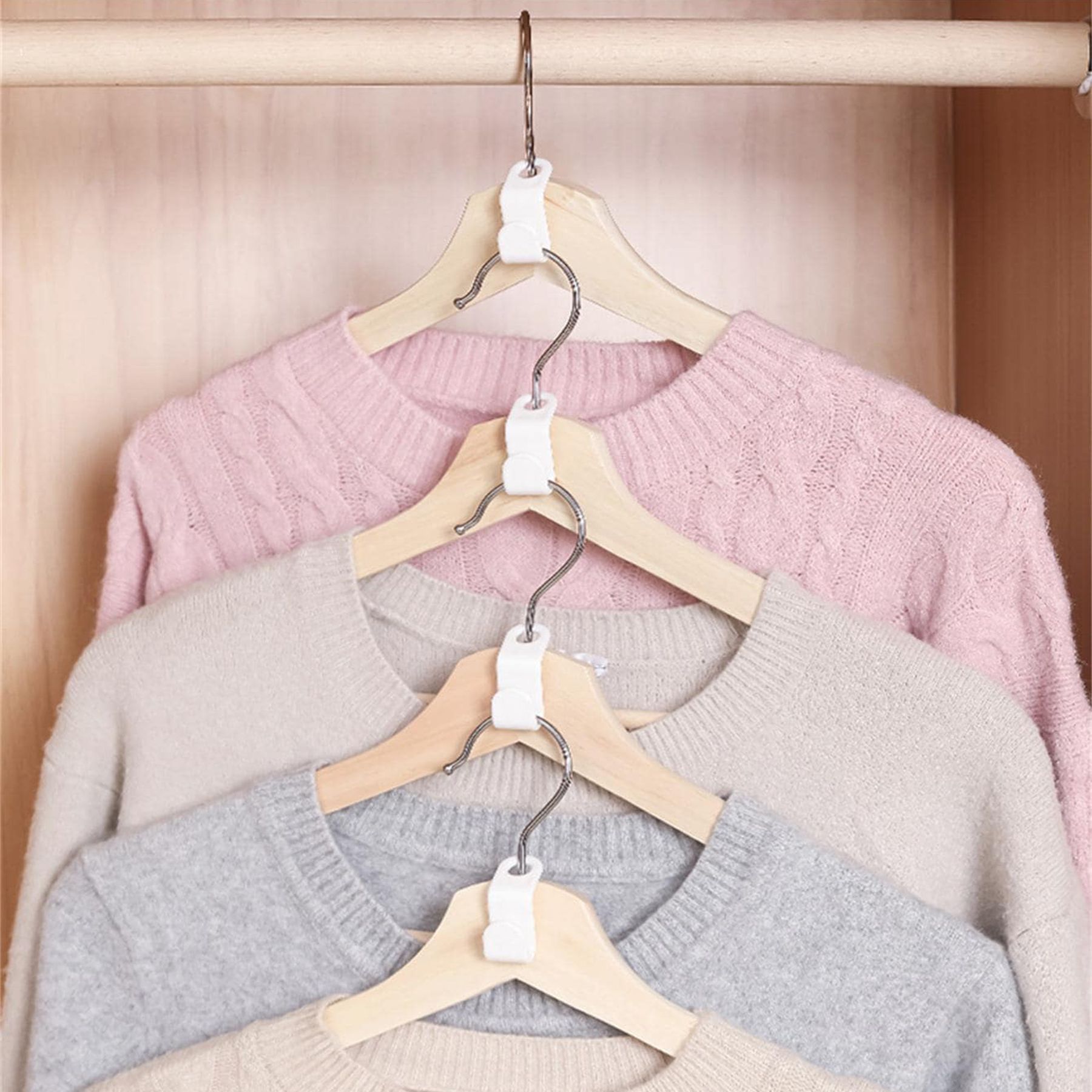 White Hanger Hooks - Heavy Duty Space Saver for Hanger Clothes, Premium Closet Organizers | College Dorm Essentials & Top Hanger Choice