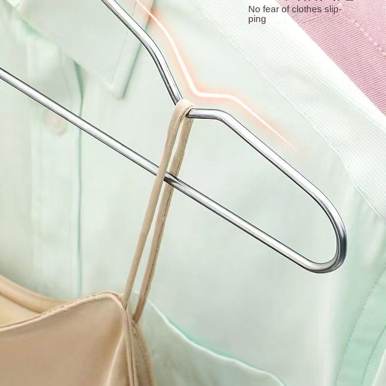 5pcs/10pcs household metal storage hangers, bedroom drying racks, clothes support, anti slip and wrinkle resistant, dormitory student hooks, saving space