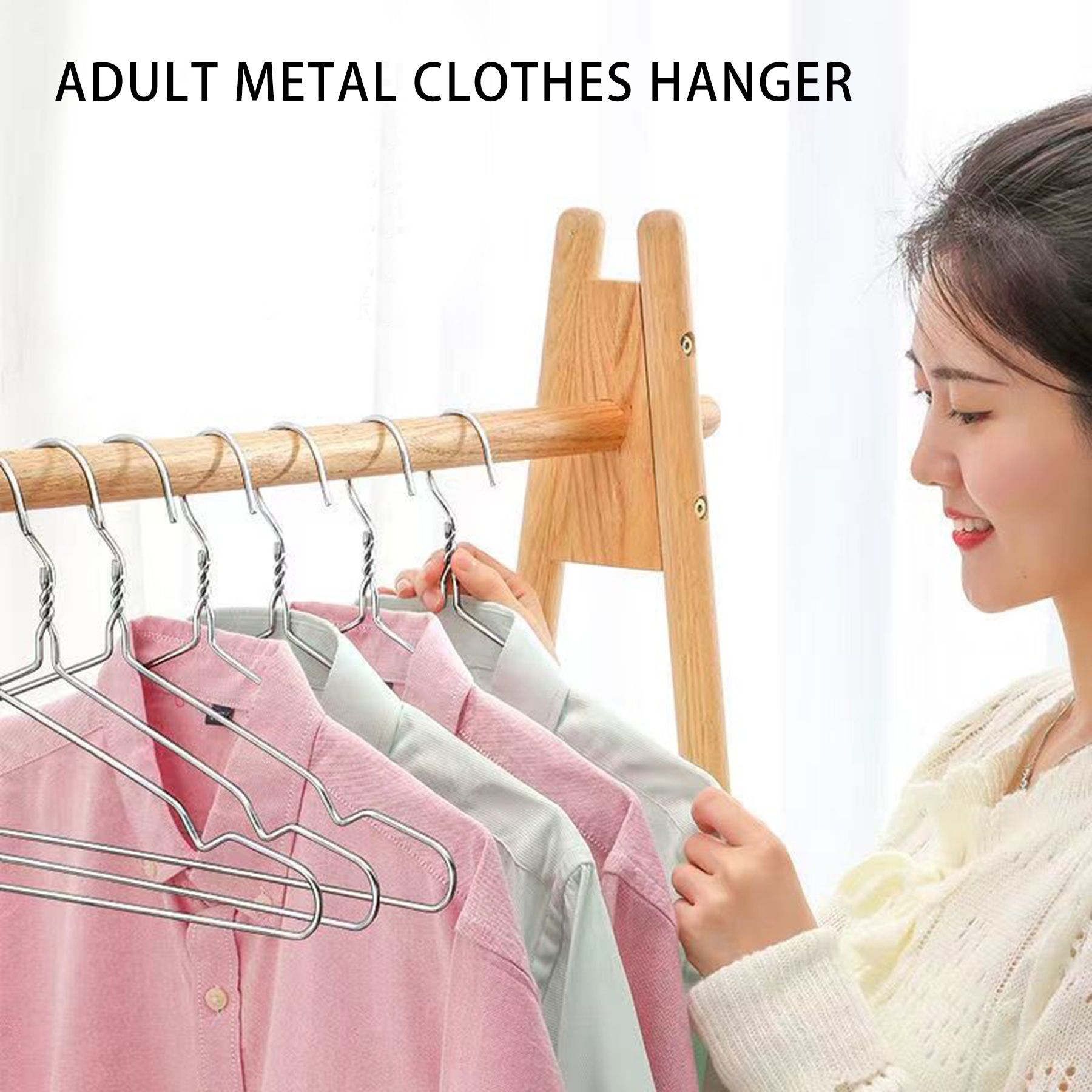 5pcs/10pcs household metal storage hangers, bedroom drying racks, clothes support, anti slip and wrinkle resistant, dormitory student hooks, saving space