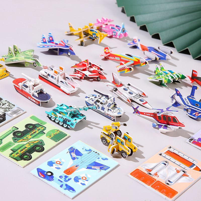 5pcs Children's creative puzzle DIY kindergarten early education manual assembly puzzle toys sea, land, and air fun 3D three-dimensional puzzle creative kindergarten manual puzzle assembly