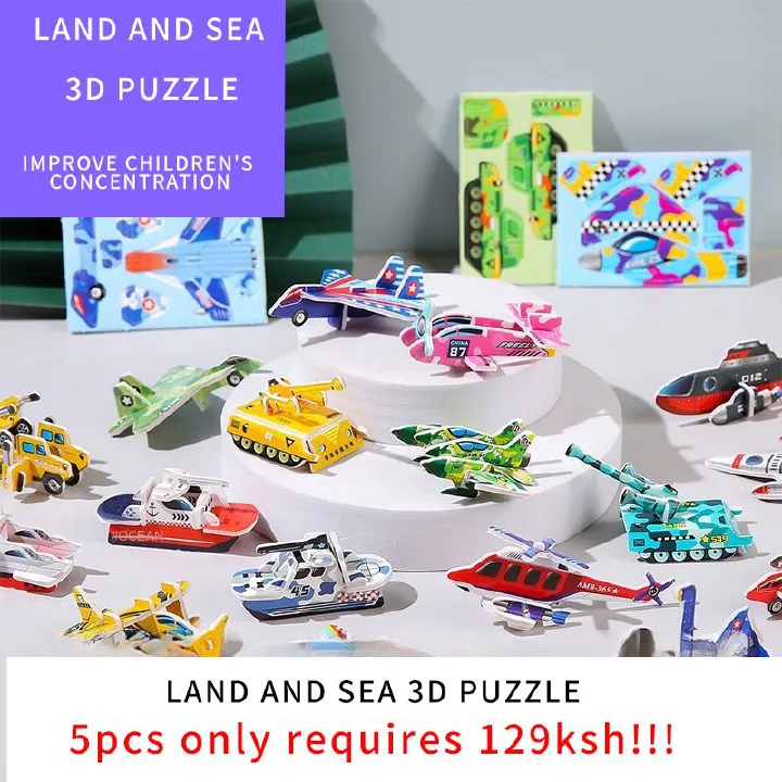 5pcs Children's creative puzzle DIY kindergarten early education manual assembly puzzle toys sea, land, and air fun 3D three-dimensional puzzle creative kindergarten manual puzzle assembly