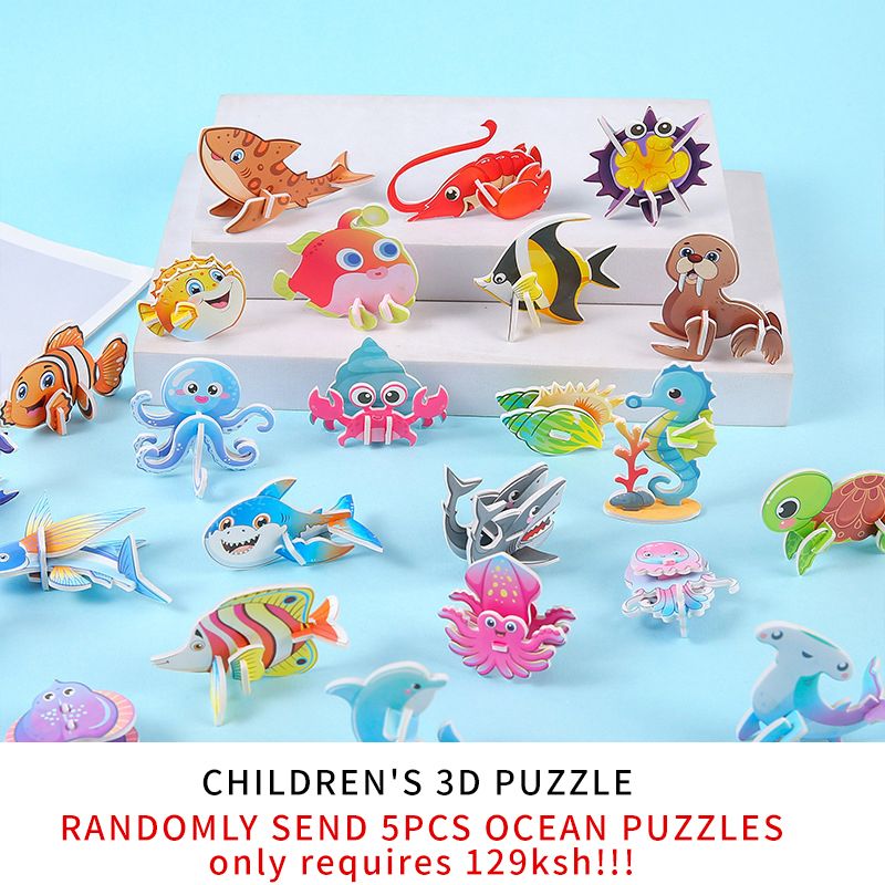 5pcs Children's creative puzzle DIY kindergarten early education manual assembly puzzle toys sea, land, and air fun 3D three-dimensional puzzle creative kindergarten manual puzzle assembly