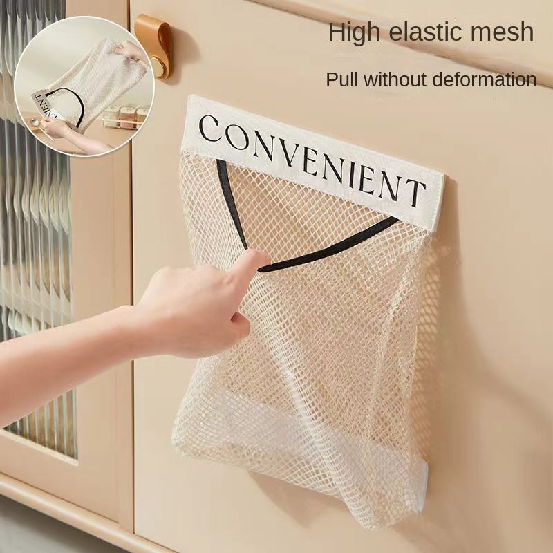1/2pcs Hanging large-capacity storage bag, kitchen garbage bag, storage artifact, wall-mounted plastic bag storage, Velcro net pocket
