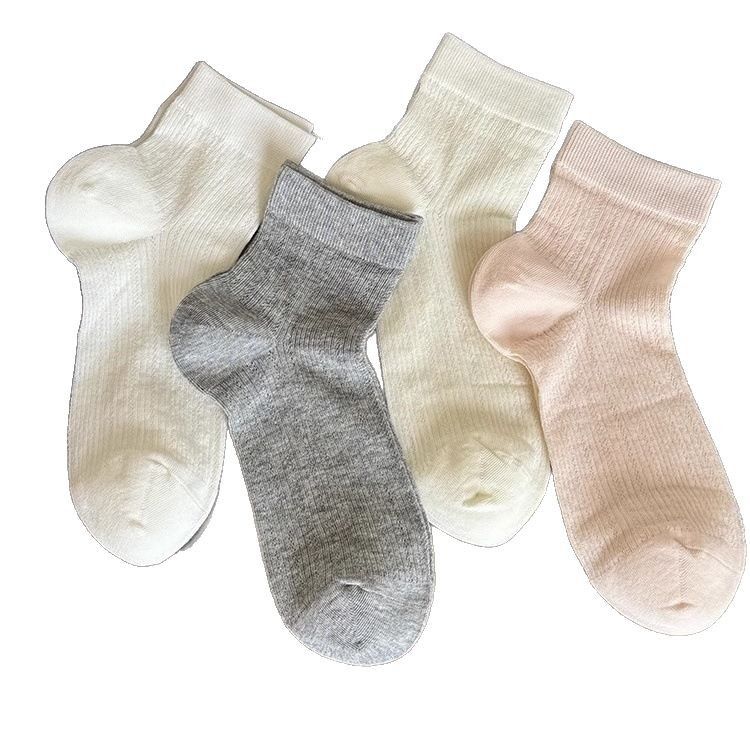 5 pcs Summer Thin Mesh Socks Elegant Ballet Style Women's Mid-Calf Breathable Simple Sweet Solid Color Short Socks