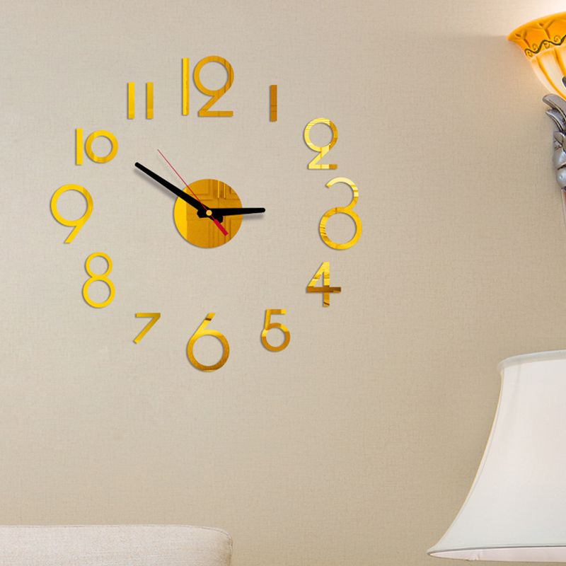1 PC 3D DIY Wall Clock Acrylic Mirror Stickers Wall Clocks For Home Decoration Living Room Quartz Needle Hanging Watch Europe Horloge ,Home Decor ,Room Decor