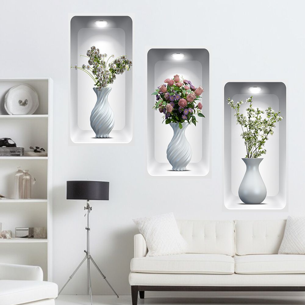 1 set Green plant vases, flower arrangement stickers, wall stickers, room and living room decoration stickers