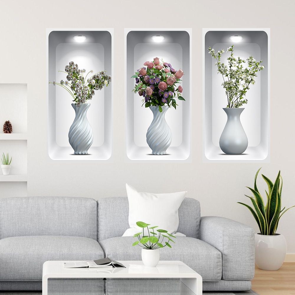 1 set Green plant vases, flower arrangement stickers, wall stickers, room and living room decoration stickers