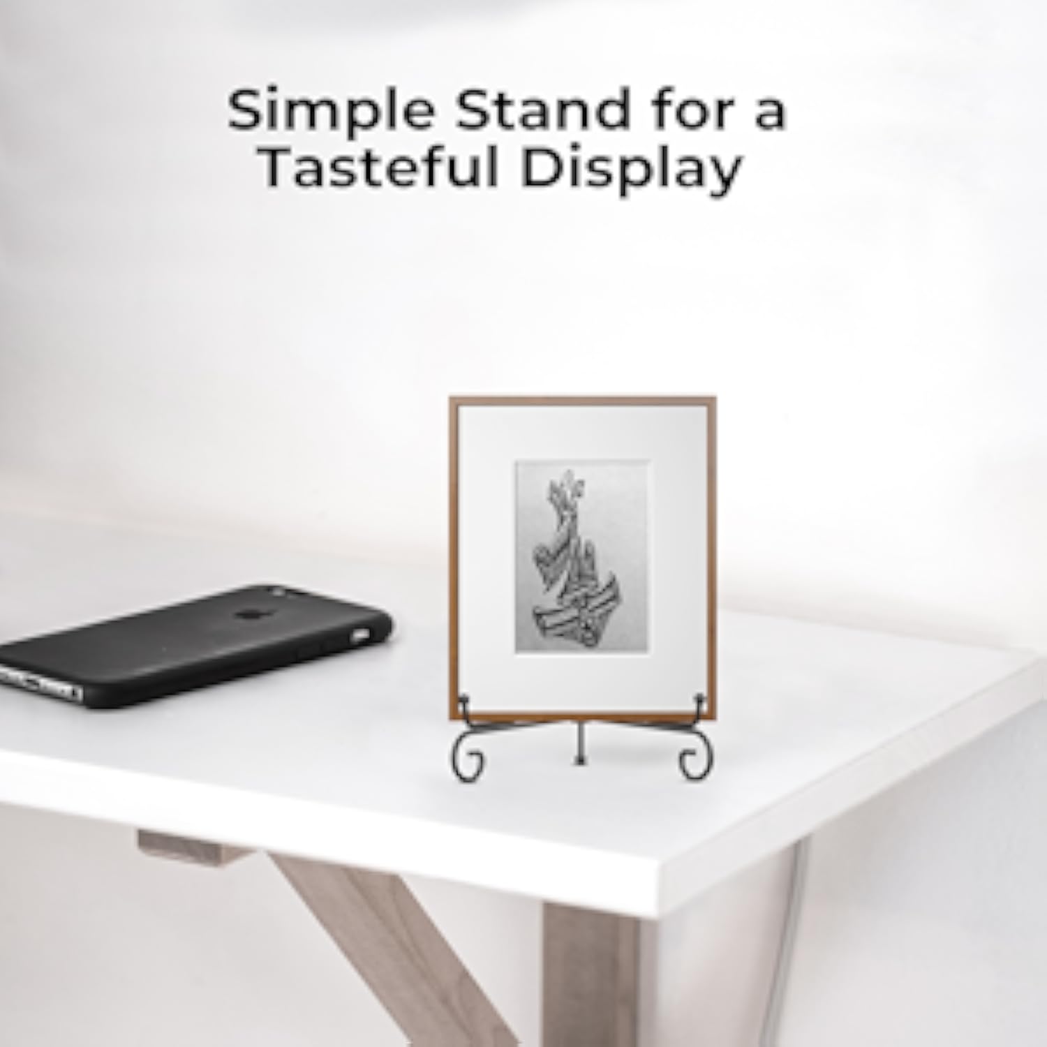 1pc Display board bracket -4-inch (approximately 10.2 cm) board display rack+metal frame, decorative panel, book, photo, and collectible metal art rack bracket
