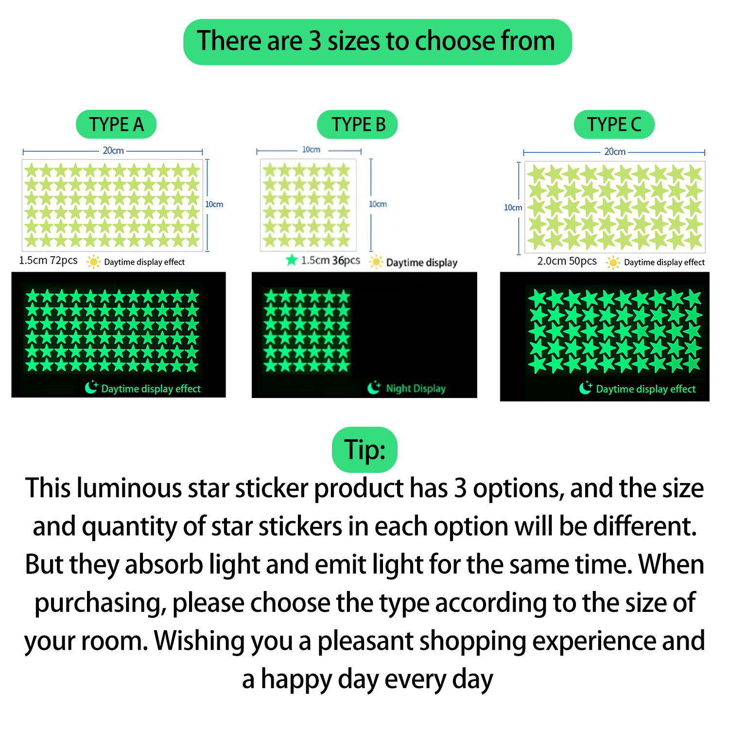 36/72Pcs  Glow in The Dark Stars, Glow in The Dark Moon for Ceiling Planets Space Wall Stickers Solar System Galaxy Wall Decals for Kids Boys Bedroom Living Room Decoration -Green