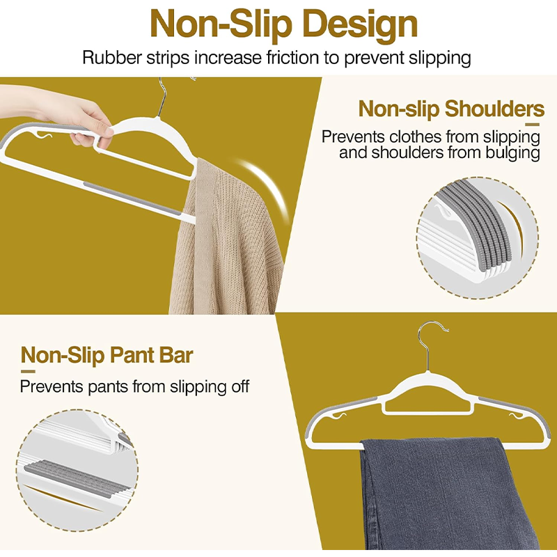 Plastic Hangers 5/10 Pack, Grey Plastic Clothes Hangers Non Slip with Rubber Grip, Heavy Duty Hanger with 360° Swivel Metal Hook, Ultra Thin Hangers Space Saving for Closet Organizer