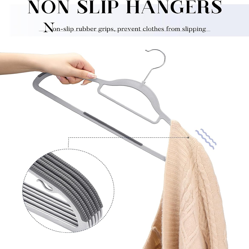 Plastic Hangers 5/10 Pack, Grey Plastic Clothes Hangers Non Slip with Rubber Grip, Heavy Duty Hanger with 360° Swivel Metal Hook, Ultra Thin Hangers Space Saving for Closet Organizer