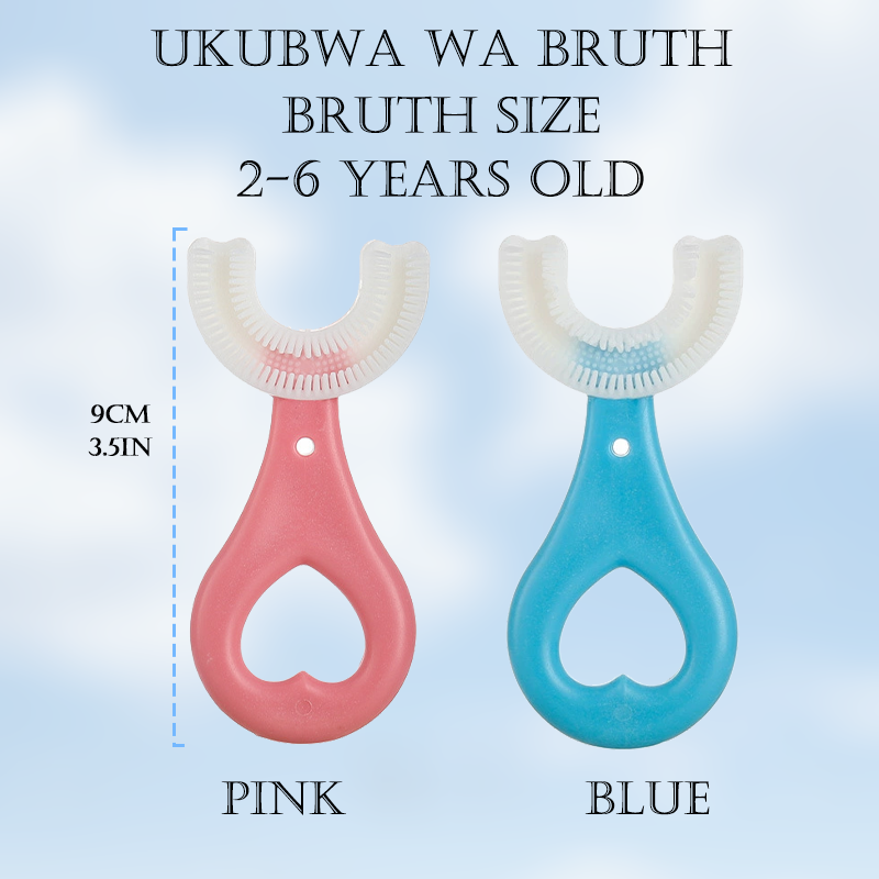 2PCS U-Shaped Toothbrush Kids - Toddler Toothbrush with Food Grade Soft Silicone Brush Head, Manual Whole Mouth Tooth Brush for Kids Age 2-12(Blue+Pink)