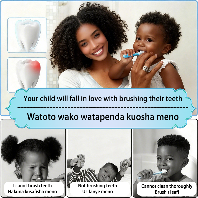 2PCS U-Shaped Toothbrush Kids - Toddler Toothbrush with Food Grade Soft Silicone Brush Head, Manual Whole Mouth Tooth Brush for Kids Age 2-12(Blue+Pink)