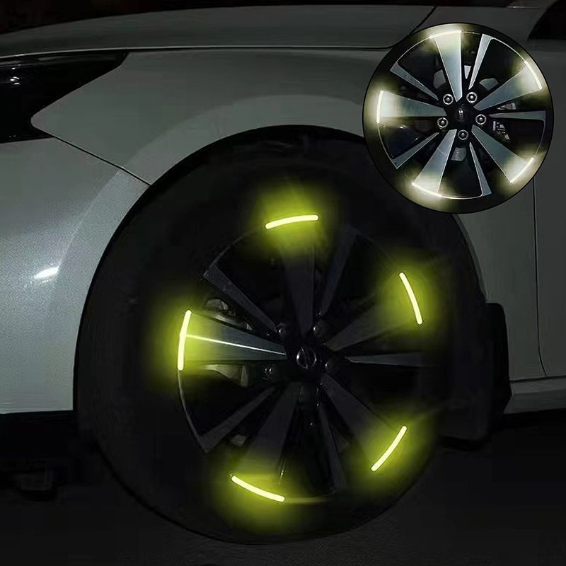 20PCS Car Wheel Hub Reflective Stickers - Universal Luminous Tire Rim Strips for Night Driving Safety | Fit for Car, Bike, Motorcycle | Stylish Auto Accessories