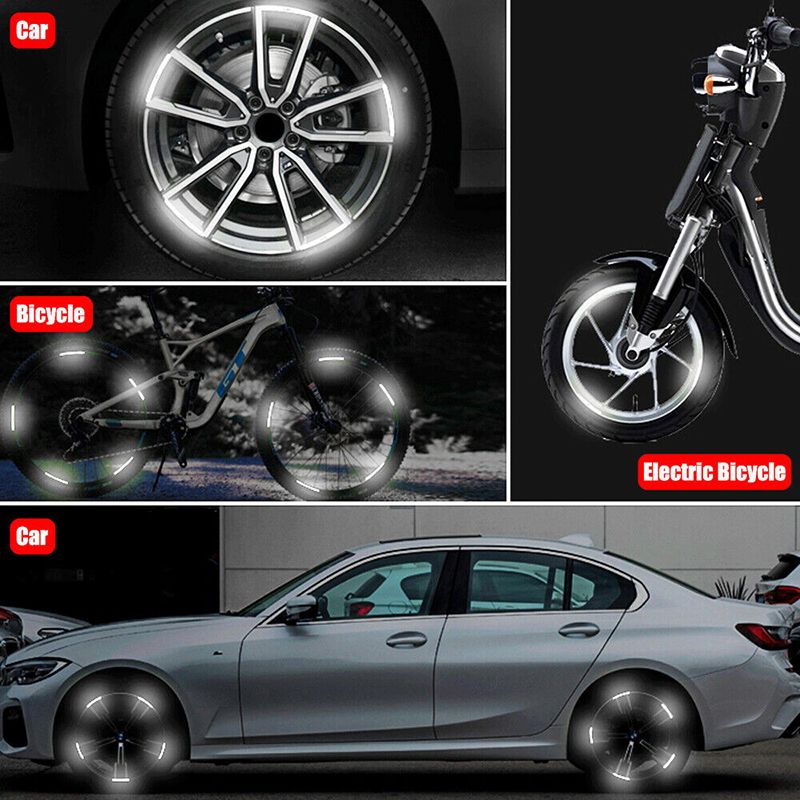 20PCS Car Wheel Hub Reflective Stickers - Universal Luminous Tire Rim Strips for Night Driving Safety | Fit for Car, Bike, Motorcycle | Stylish Auto Accessories