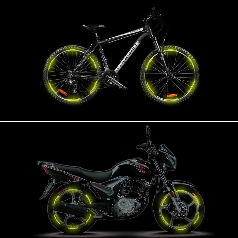 20PCS Car Wheel Hub Reflective Stickers - Universal Luminous Tire Rim Strips for Night Driving Safety | Fit for Car, Bike, Motorcycle | Stylish Auto Accessories