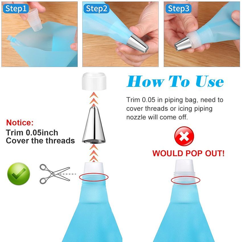 20Pcs/Set DIY Cake Decorating Tools - Icing Piping Nozzles, Bags & Couplers | For Cake, Cupcake, Cookie Pastry Decoration | Essential Baking Accessories