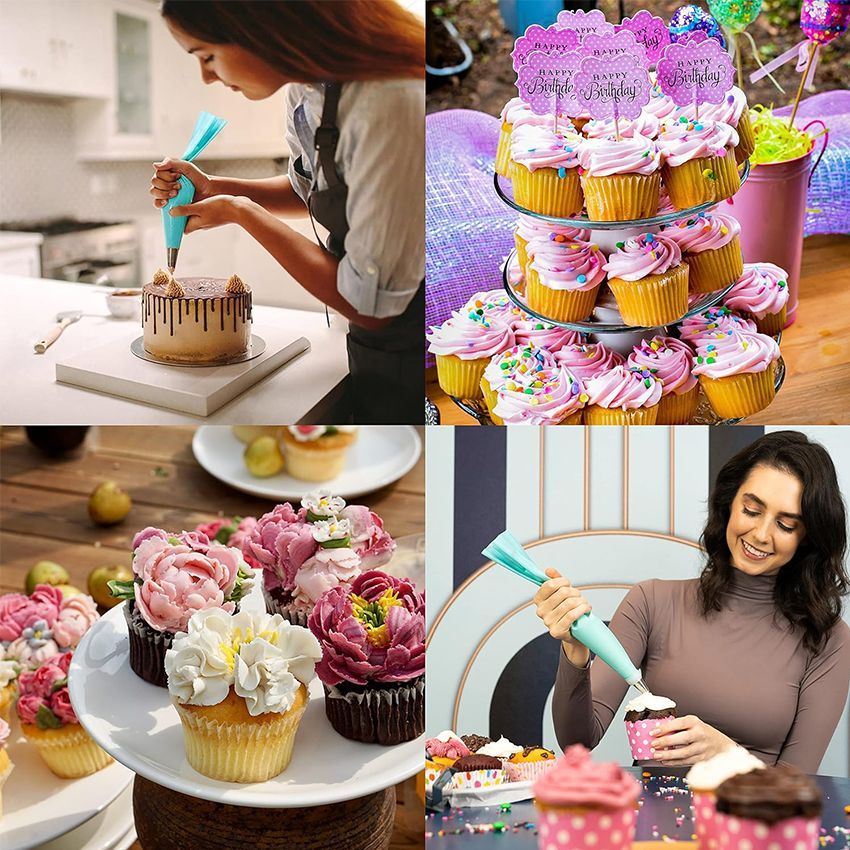 20Pcs/Set DIY Cake Decorating Tools - Icing Piping Nozzles, Bags & Couplers | For Cake, Cupcake, Cookie Pastry Decoration | Essential Baking Accessories