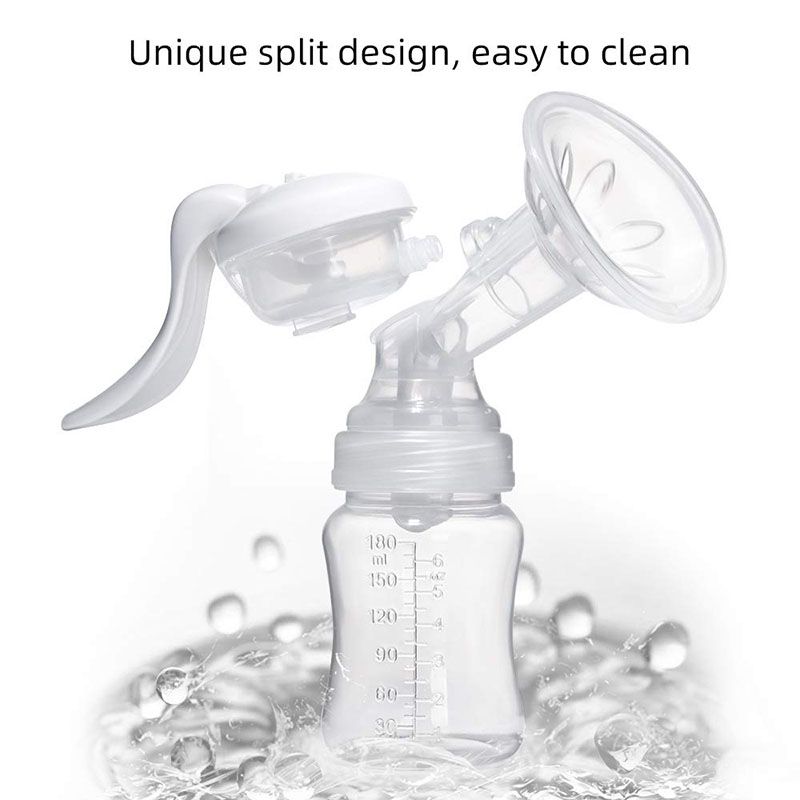 Portable Manual Breast Pump for Breastfeeding Moms: Adjustable Suction Silicone Design with Milk Catcher Function