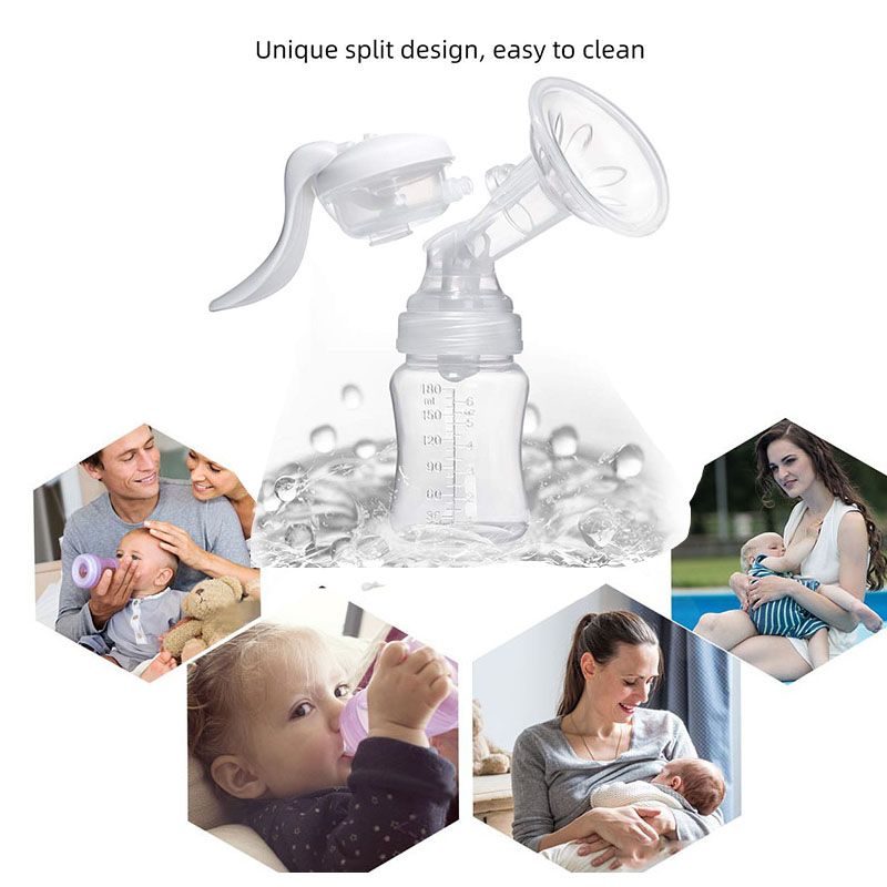 Portable Manual Breast Pump for Breastfeeding Moms: Adjustable Suction Silicone Design with Milk Catcher Function