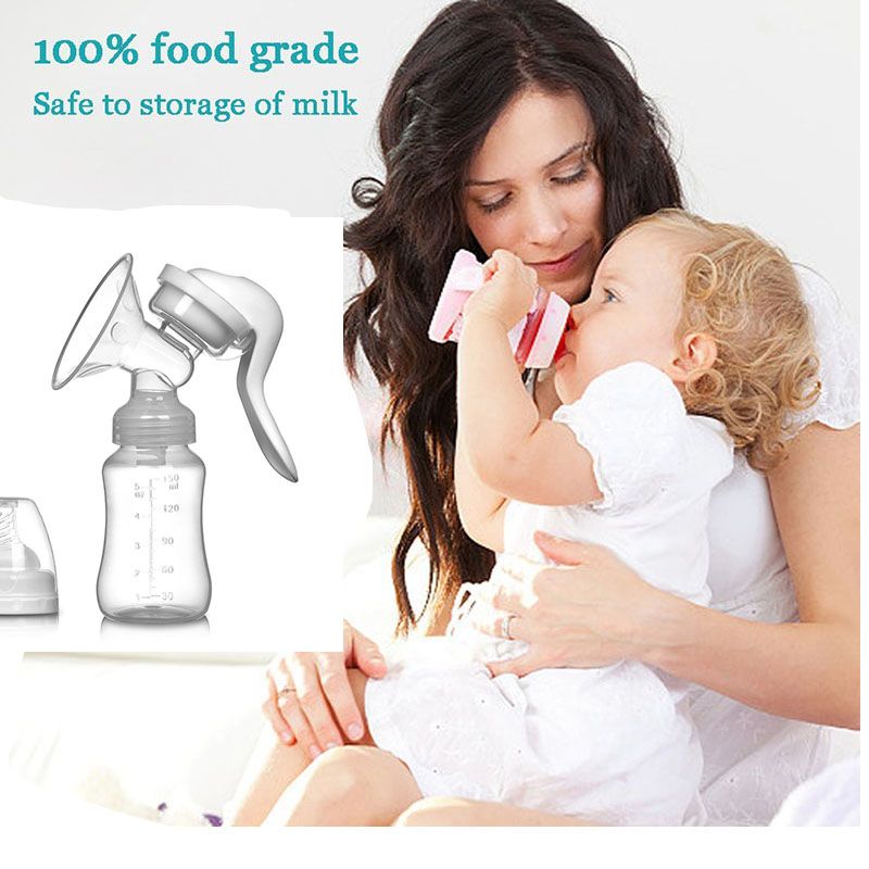 Portable Manual Breast Pump for Breastfeeding Moms: Adjustable Suction Silicone Design with Milk Catcher Function