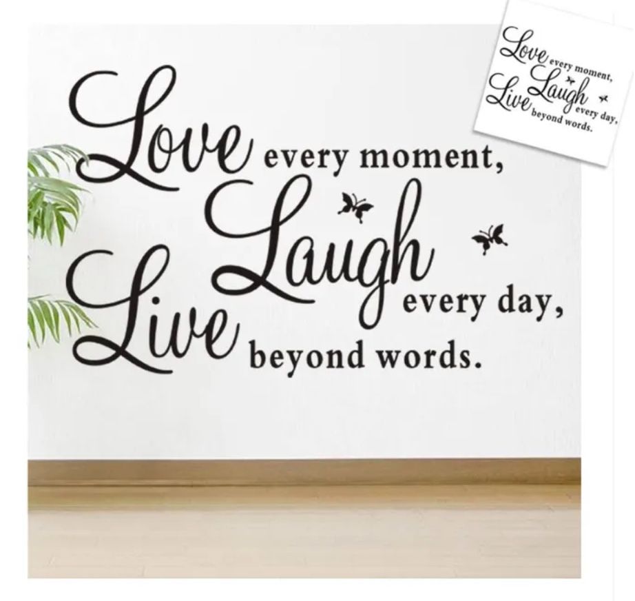 DIY Home Wall Stickers Live Every Moment, Laugh Every Day, Love Beyond Words" Wall Stickers - DIY Home Decor for Living Room & Bedroom