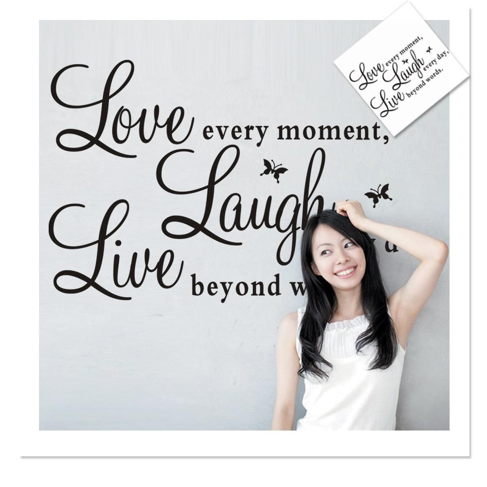 DIY Home Wall Stickers Live Every Moment, Laugh Every Day, Love Beyond Words" Wall Stickers - DIY Home Decor for Living Room & Bedroom