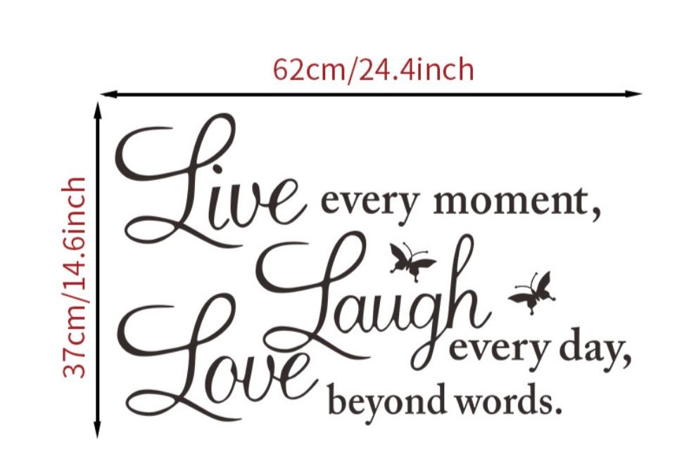 DIY Home Wall Stickers Live Every Moment, Laugh Every Day, Love Beyond Words" Wall Stickers - DIY Home Decor for Living Room & Bedroom