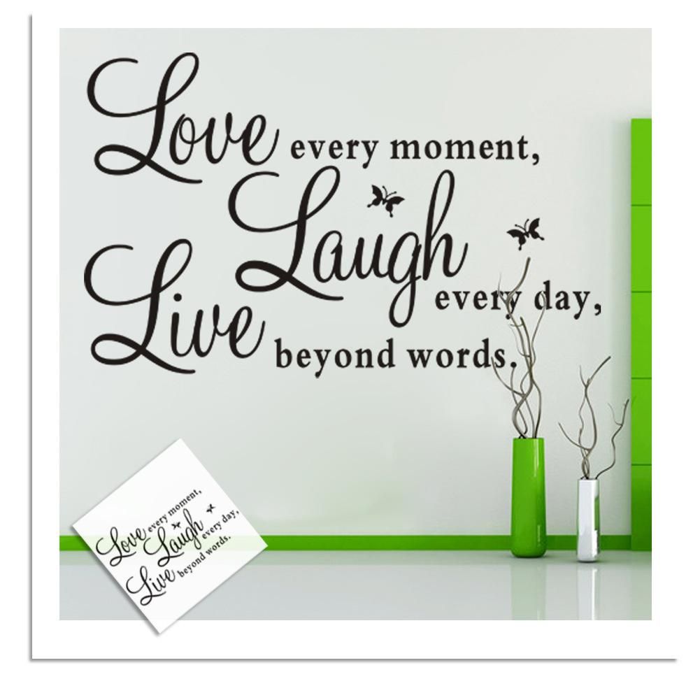 DIY Home Wall Stickers Live Every Moment, Laugh Every Day, Love Beyond Words" Wall Stickers - DIY Home Decor for Living Room & Bedroom