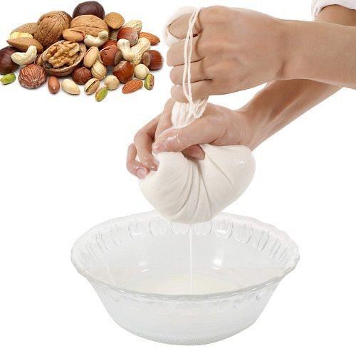 3PCS Reusable Fine Mesh Nut Milk Bags (25x20cm, Beige) - For Almond Milk, Soy Yogurt, Cold Brew Coffee, Tea & Juice