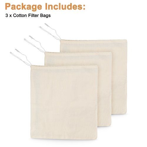 3PCS Reusable Fine Mesh Nut Milk Bags (25x20cm, Beige) - For Almond Milk, Soy Yogurt, Cold Brew Coffee, Tea & Juice