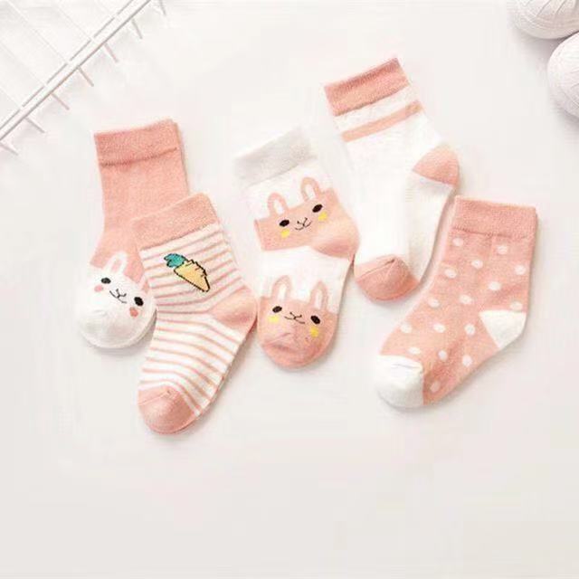 5Pairs Baby Socks Newborn Baby Boy Socks 0-1-3-7Y Kids Pure Cotton Animal Design Fadeless Soft Children's Socks for Girls