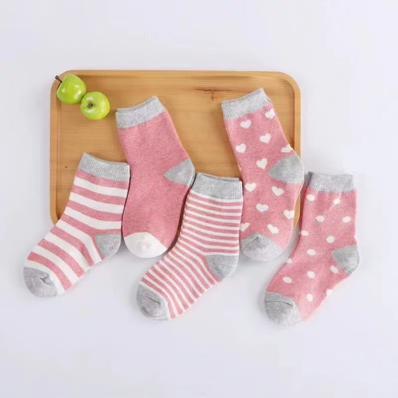 5Pairs Baby Socks Newborn Baby Boy Socks 0-1-3-7Y Kids Pure Cotton Animal Design Fadeless Soft Children's Socks for Girls