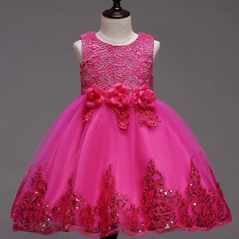 Children Birthday Holiday clothing baby princess dress Girls bow lace kids birthday Party dress