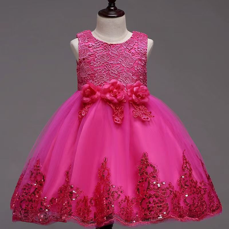 Children Birthday Holiday clothing baby princess dress Girls bow lace kids birthday Party dress