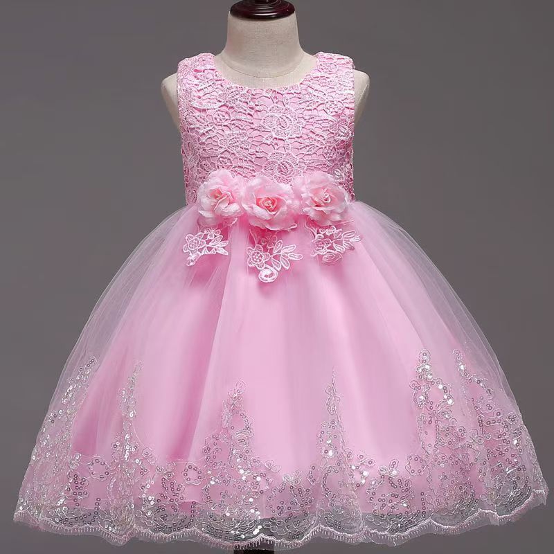 Children Birthday Holiday clothing baby princess dress Girls bow lace kids birthday Party dress