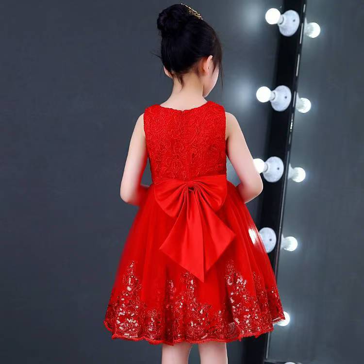 Children Birthday Holiday clothing baby princess dress Girls bow lace kids birthday Party dress